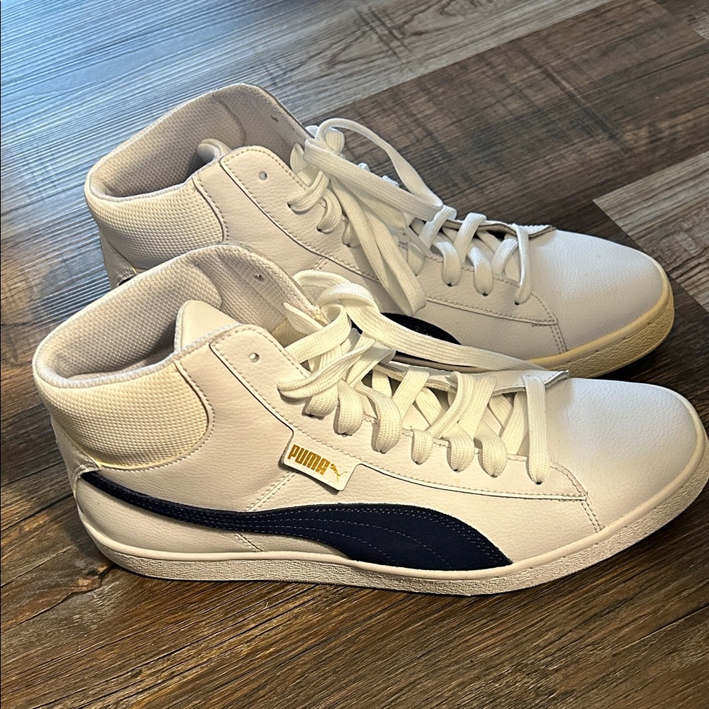 Puma White and Navy High-Tops